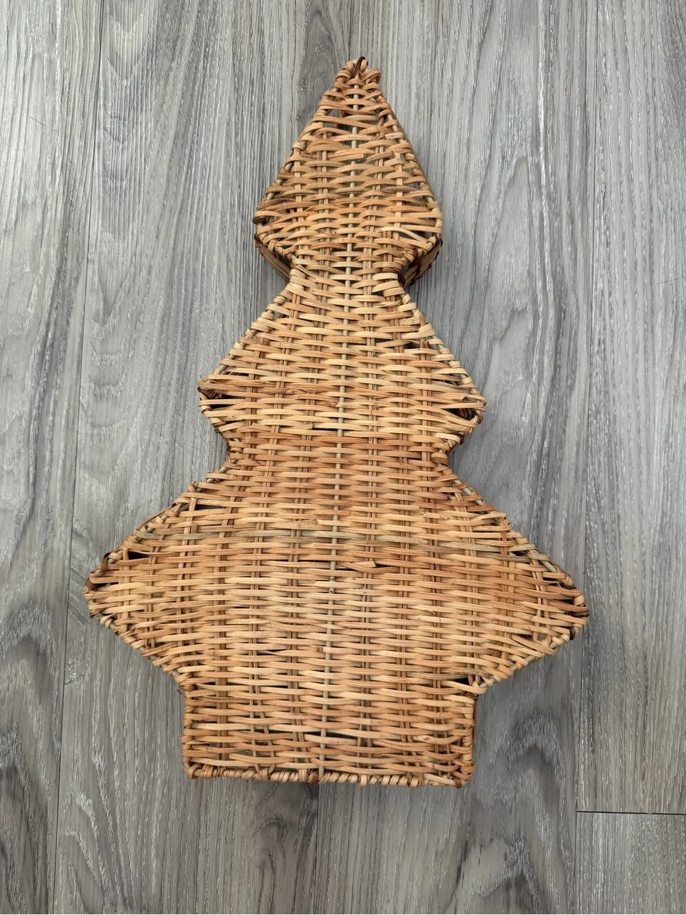 Handwoven Rattan Decorative Christmas Tree Platter for hosting or decor